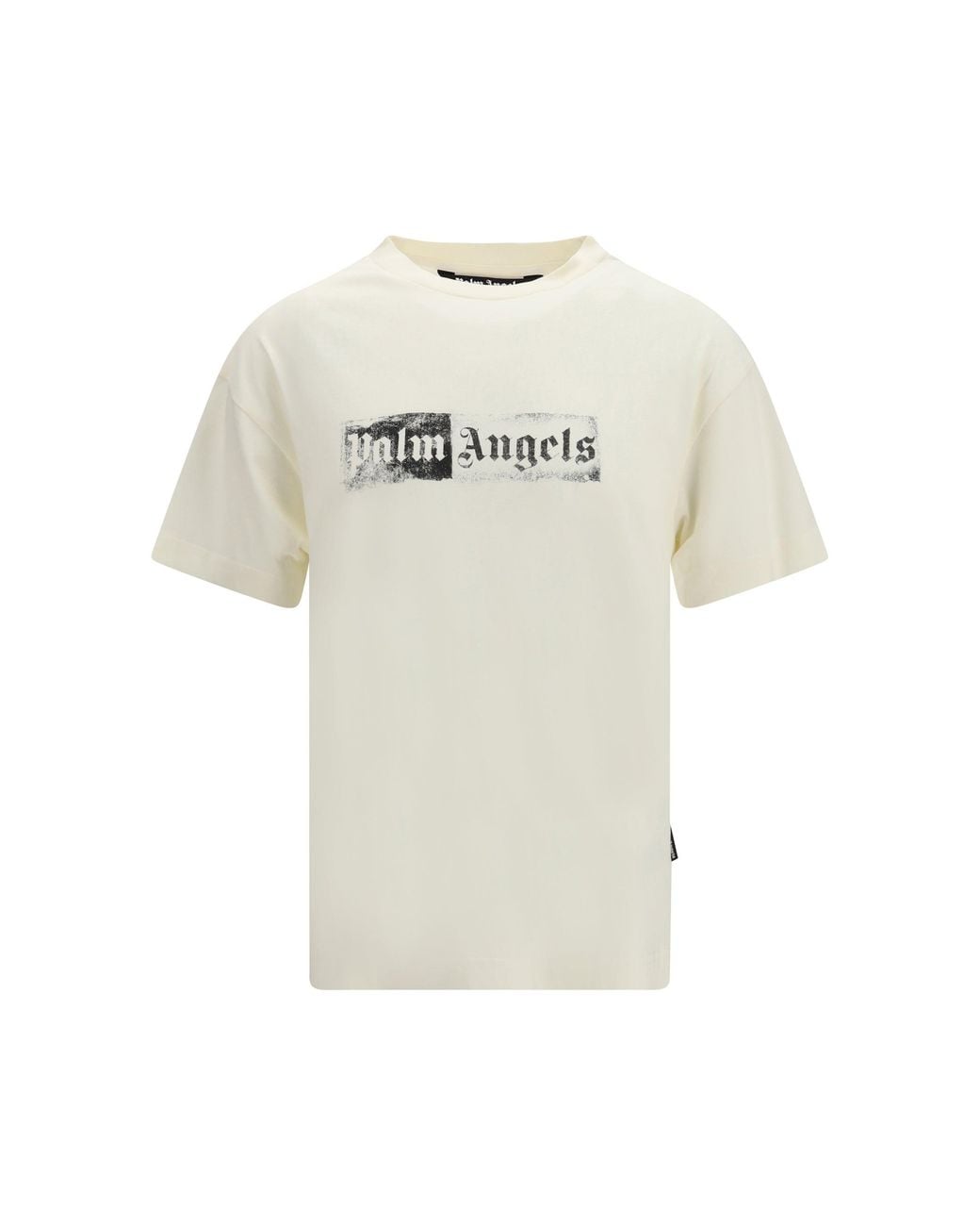 Palm Angels White Stamp T-Shirt With Logo for men