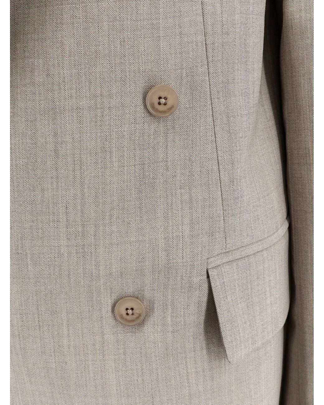 Frankie Shop Gray Newark Double-Breasted Mélange Virgin Wool Blazer