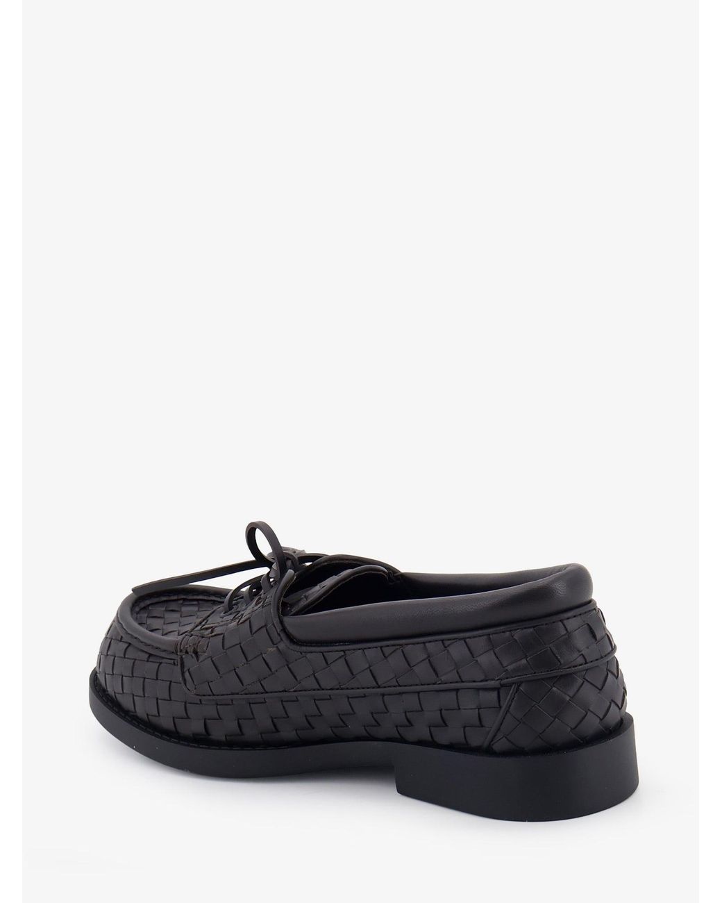 Bottega Veneta White Pier Intrecciato Leather Boat Shoes for men