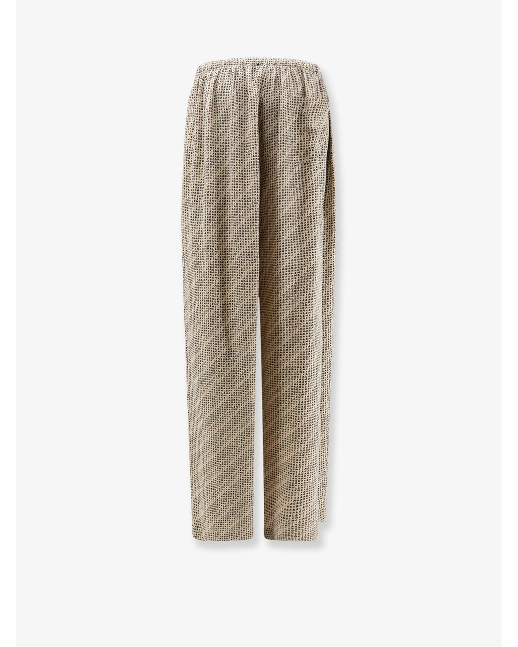 Balenciaga Natural Monogram Silk Trousers