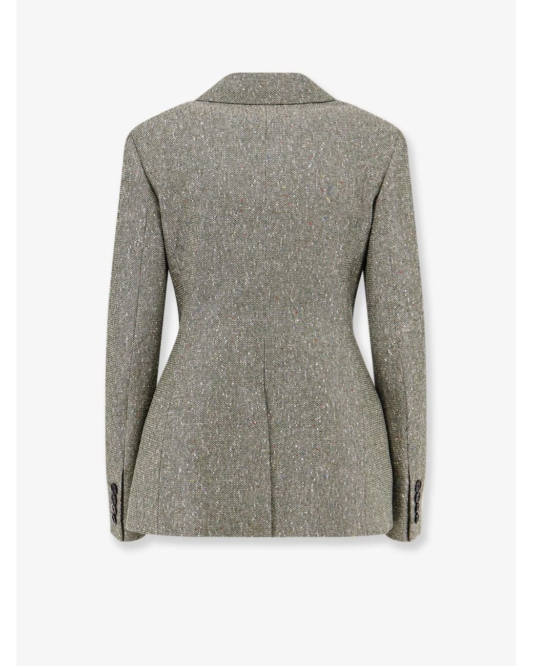 Dior Green Khaki Donegal Tweed Blazer With Sequins Embroidery