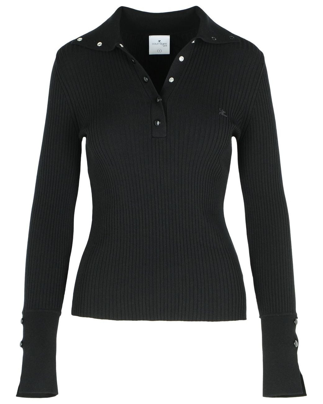 Courreges Black Polyester Blend Polo Shirt