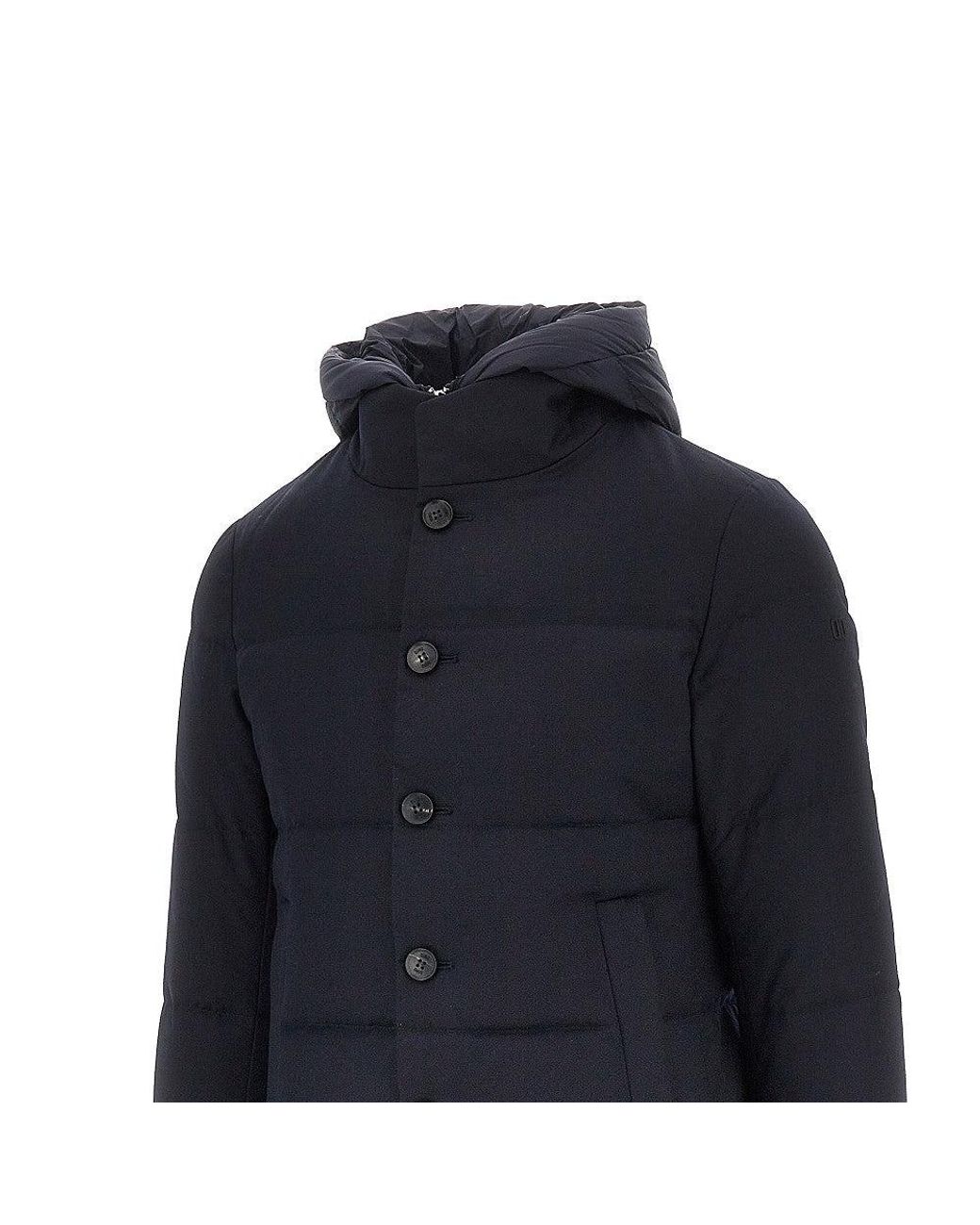 DUNO Blue Quilted And Padded Wool Down Jacket for men