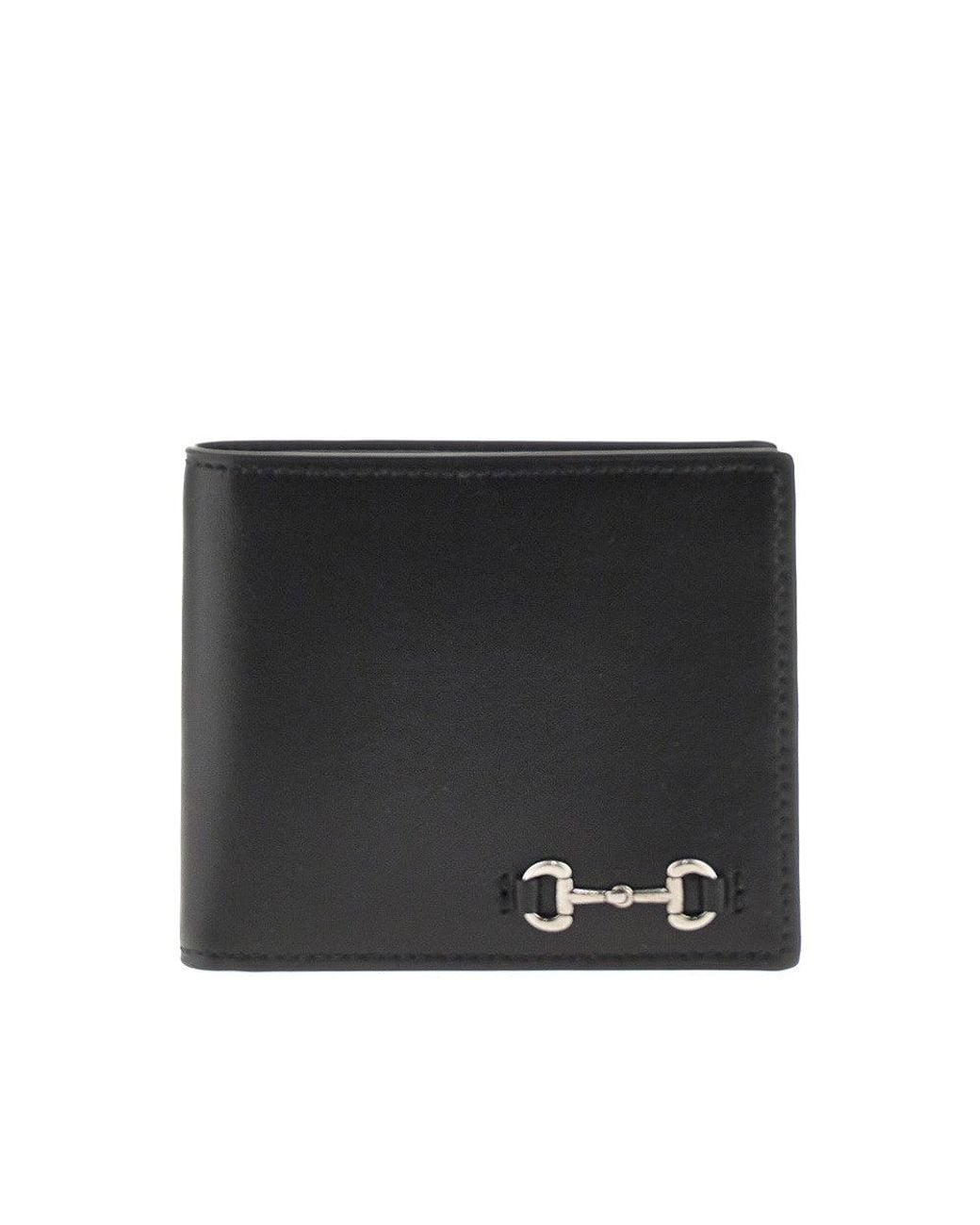 Gucci Black Leather Wallet With Horsebit Detail for men