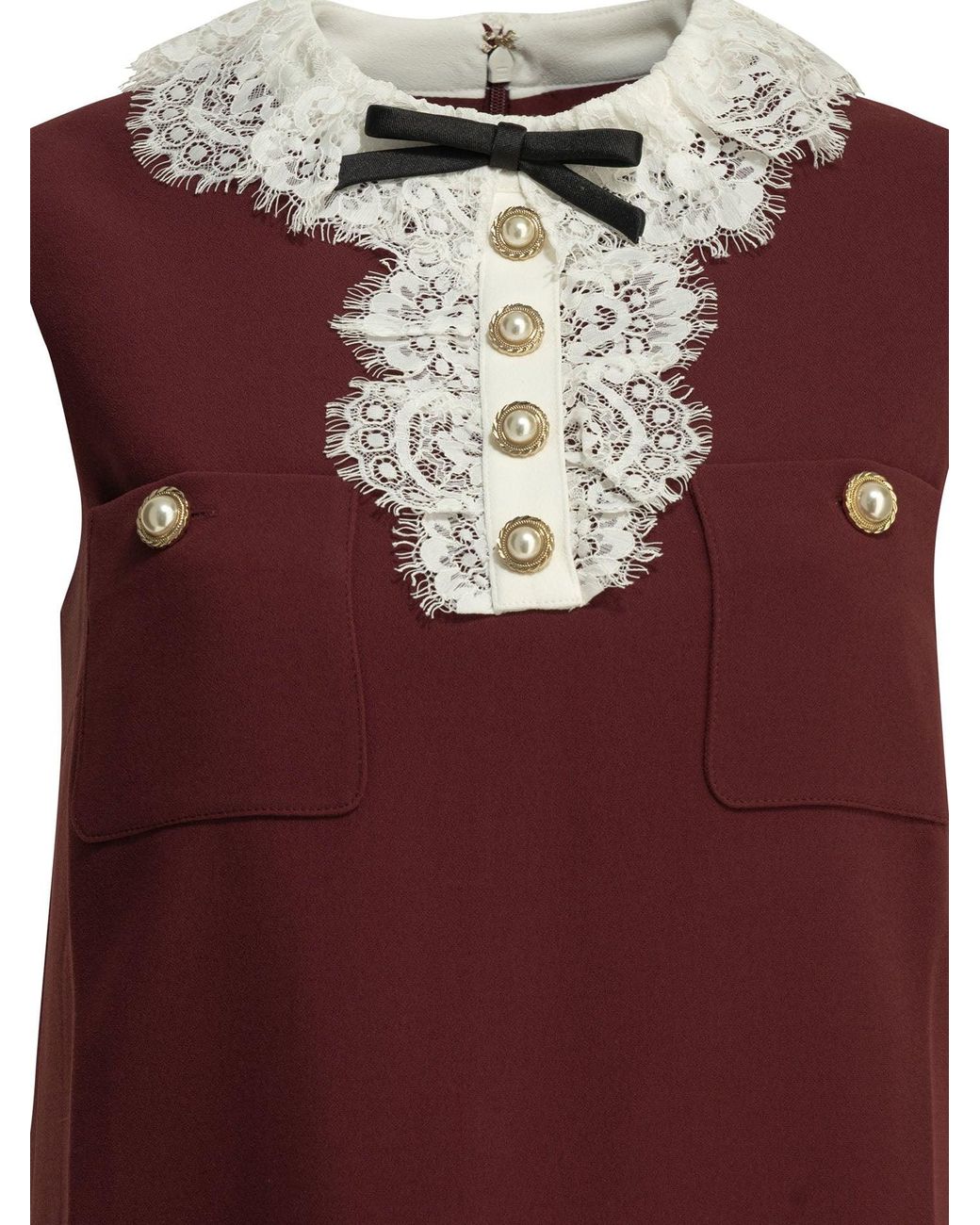 Self-Portrait Purple Short Dress With Lace Detail