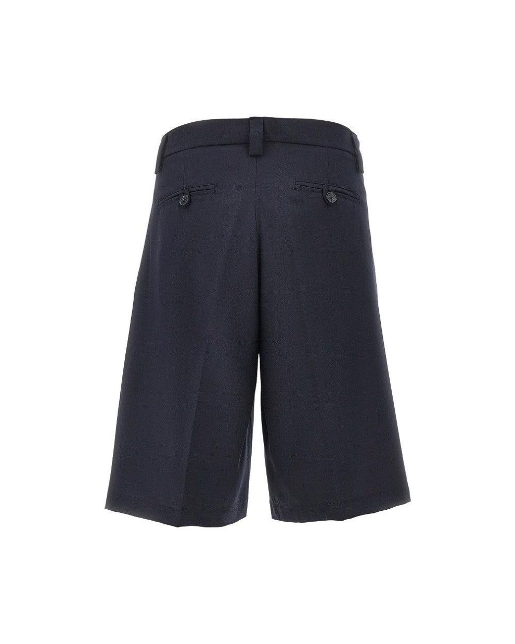 C.9.3 Blue Wool-Blend Canvas Bermuda Shorts for men