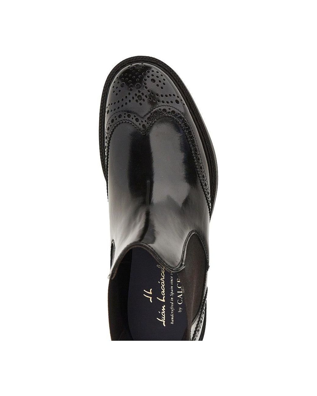 JUAN LACARCEL BY CALCE Black Spazzolato Leather Chelsea Boots for men