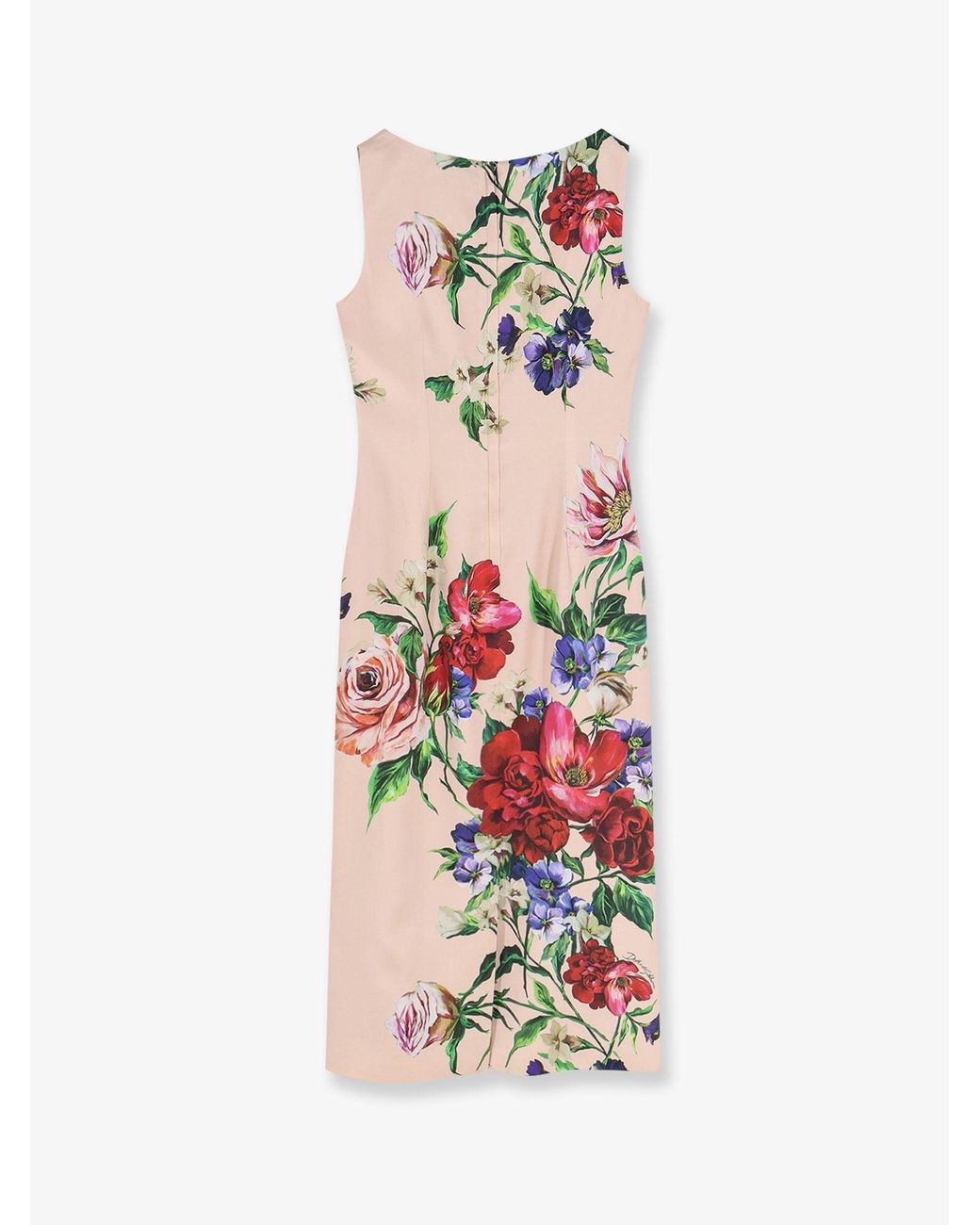 Dolce & Gabbana White Dolce & Gabbana Satin Longuette Dress With Fiori Print