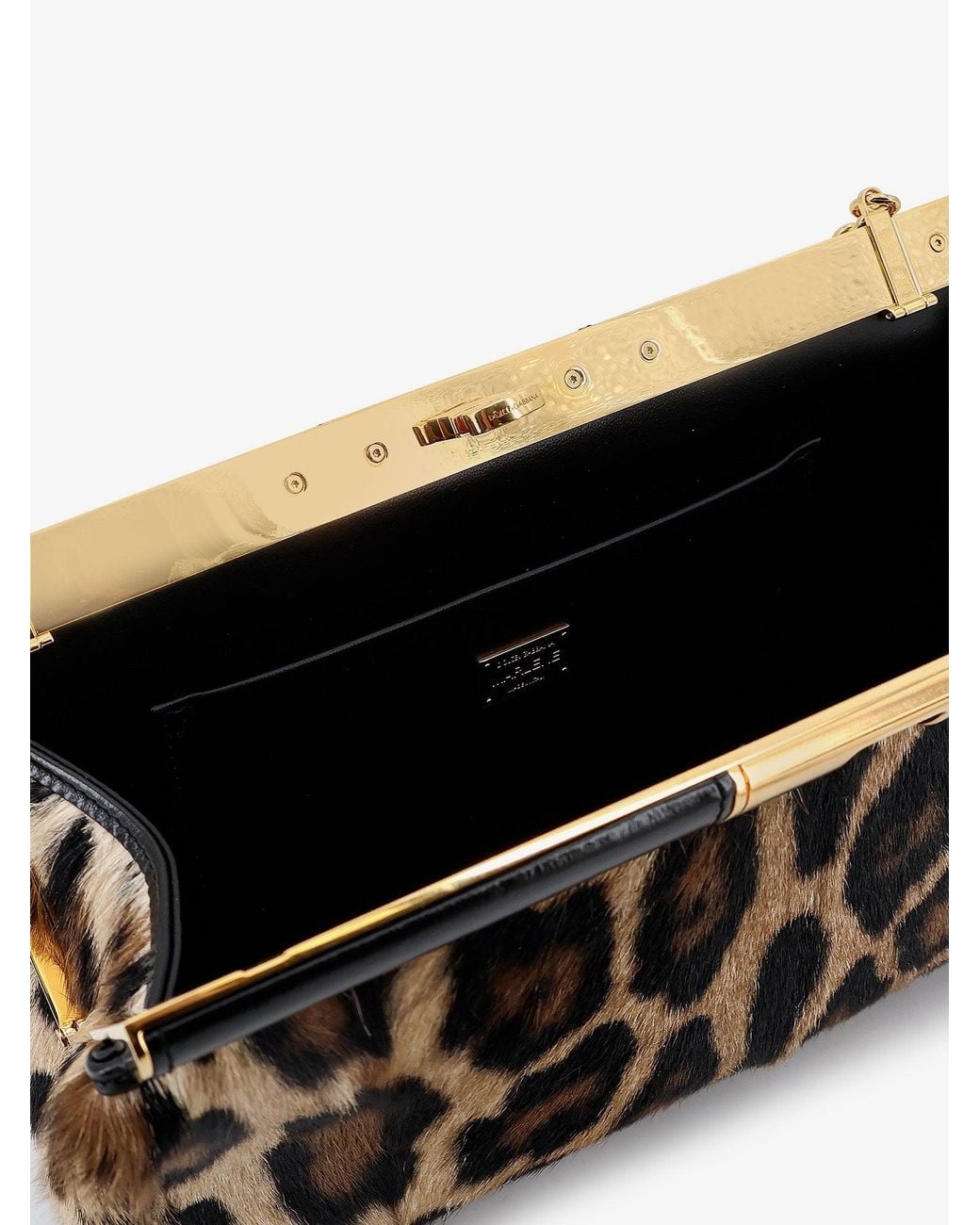 Dolce & Gabbana Black Marlene Leopard Print Goatskin Shoulder Bag