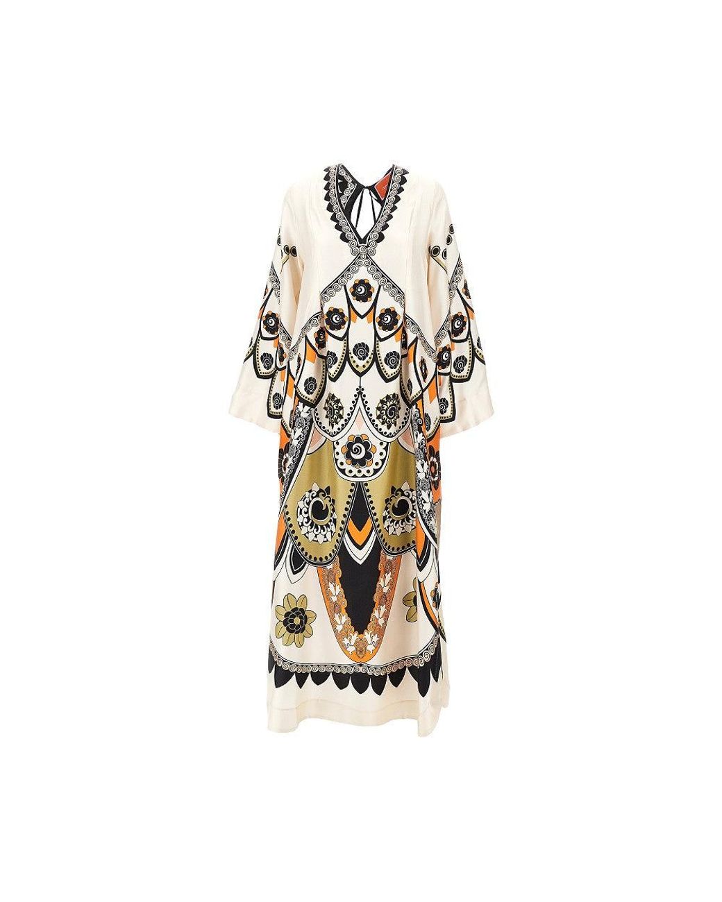 LaDoubleJ Metallic Printed Silk 'Twin Flame' Long Dress