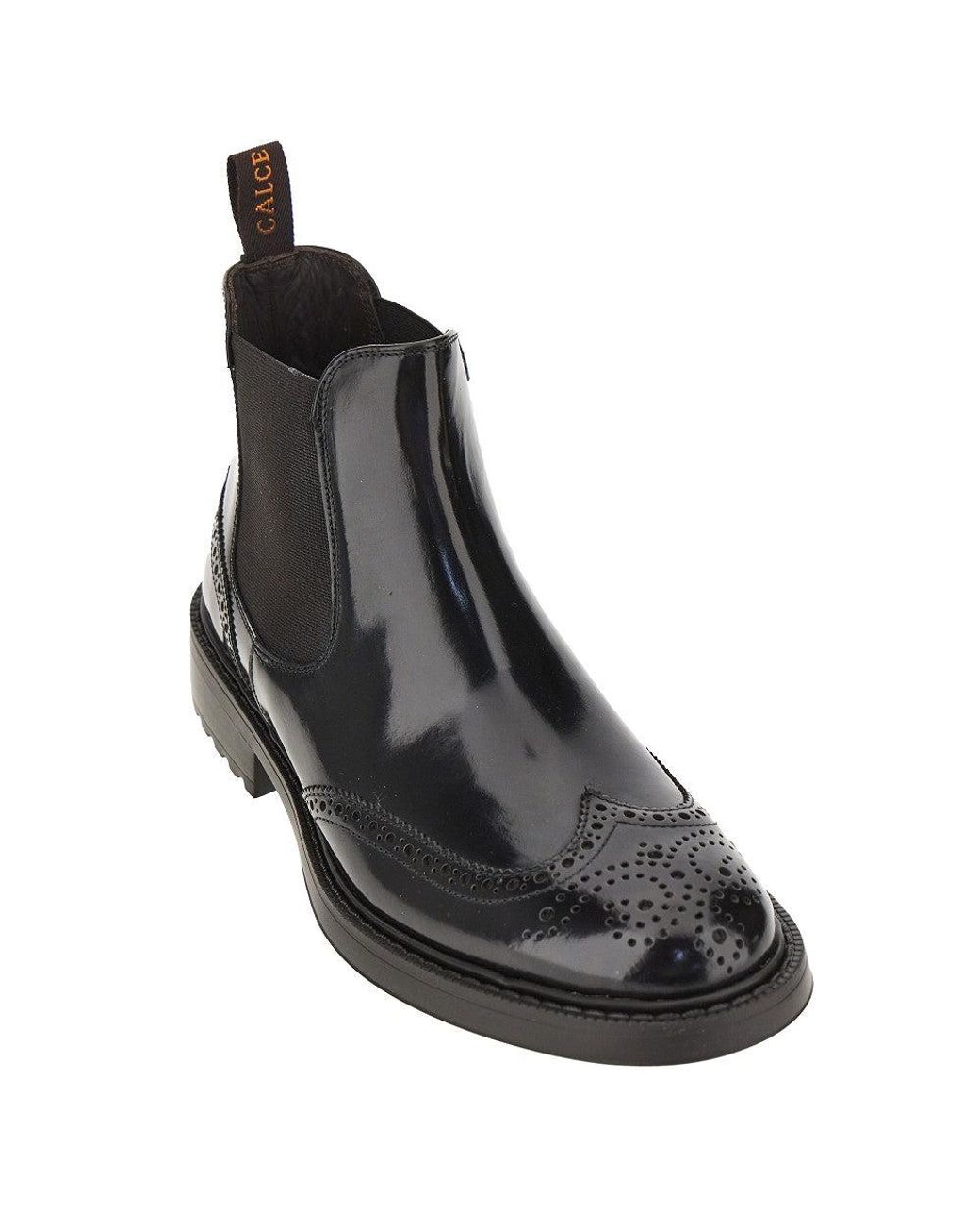 JUAN LACARCEL BY CALCE Black Spazzolato Leather Chelsea Boots for men