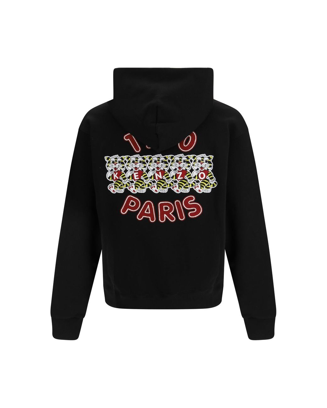 KENZO Black Cotton Hoodei Wild Tiger for men