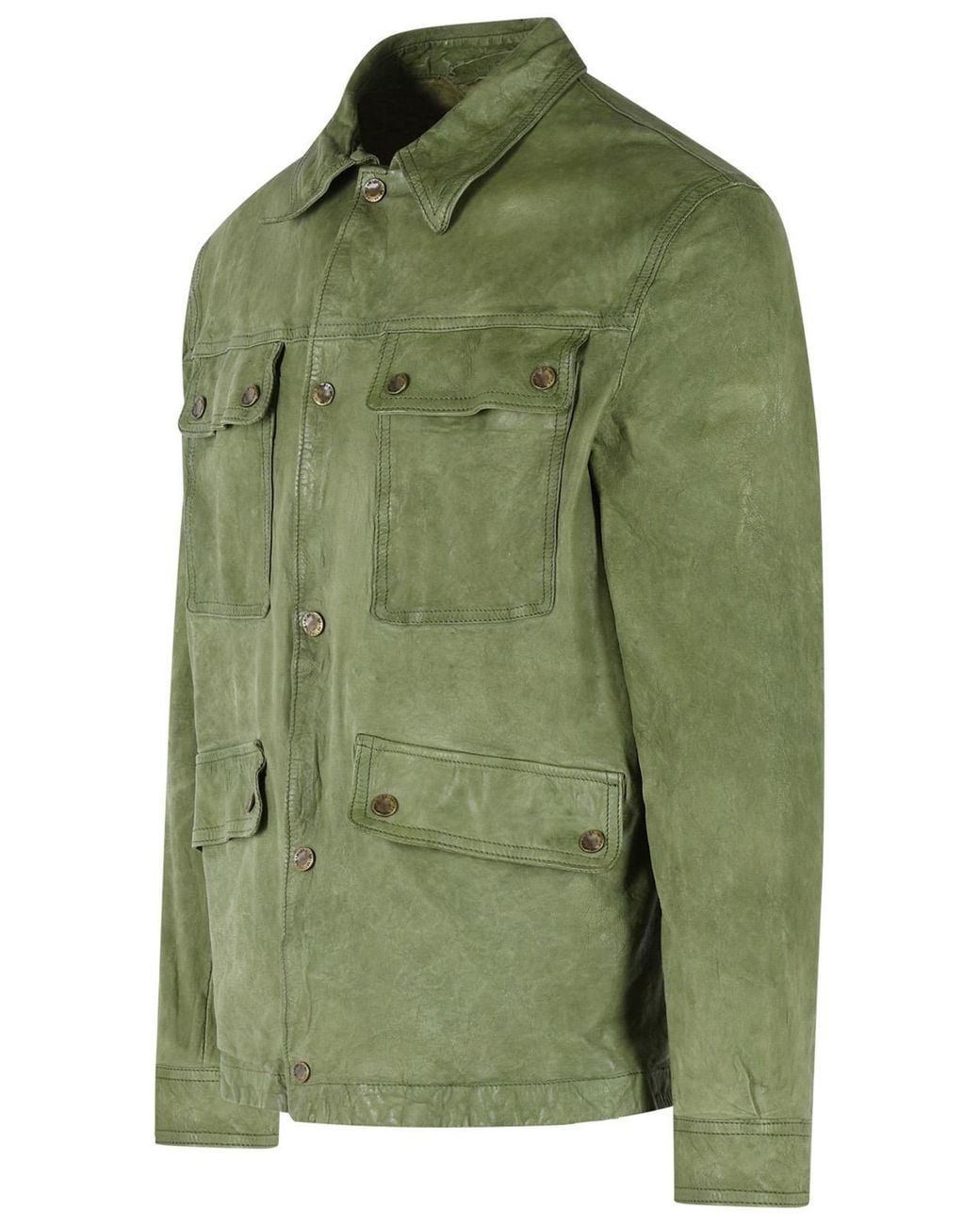 Salvatore Santoro Green Leather Jacket for men