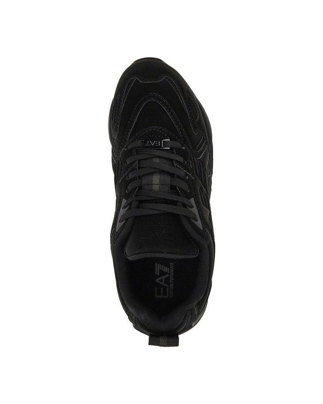 EA7 Black Coated Nylon Sneakers With Eagle Logo for men