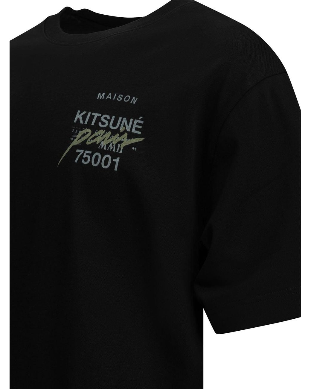 Maison Kitsuné Black Mmii Profile Fox Crew-Neck T-Shirt for men