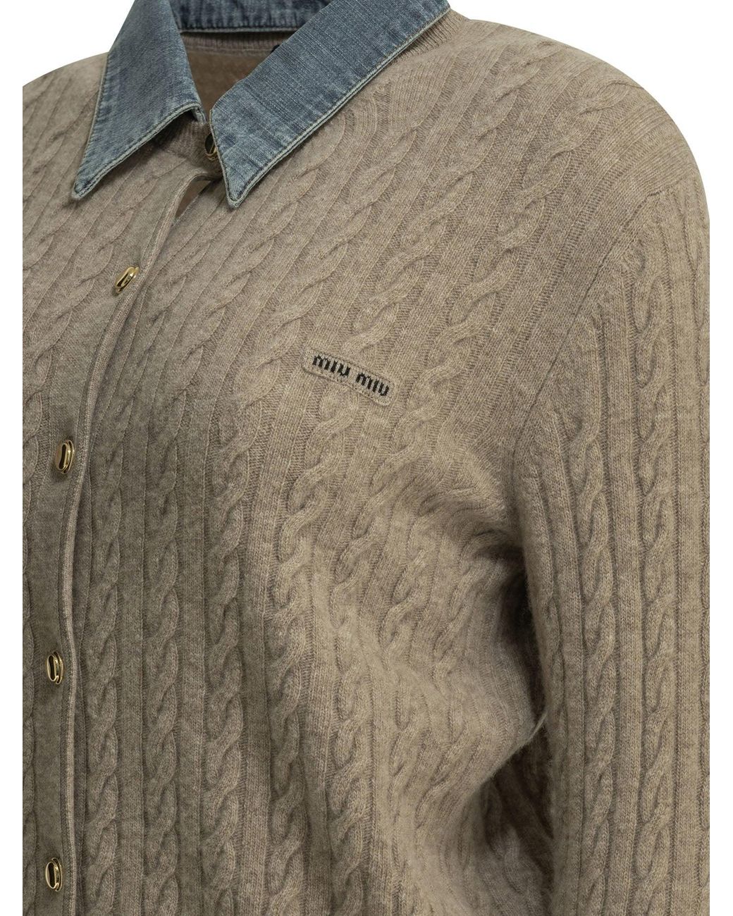 Miu Miu Natural Logo Polo Sweater