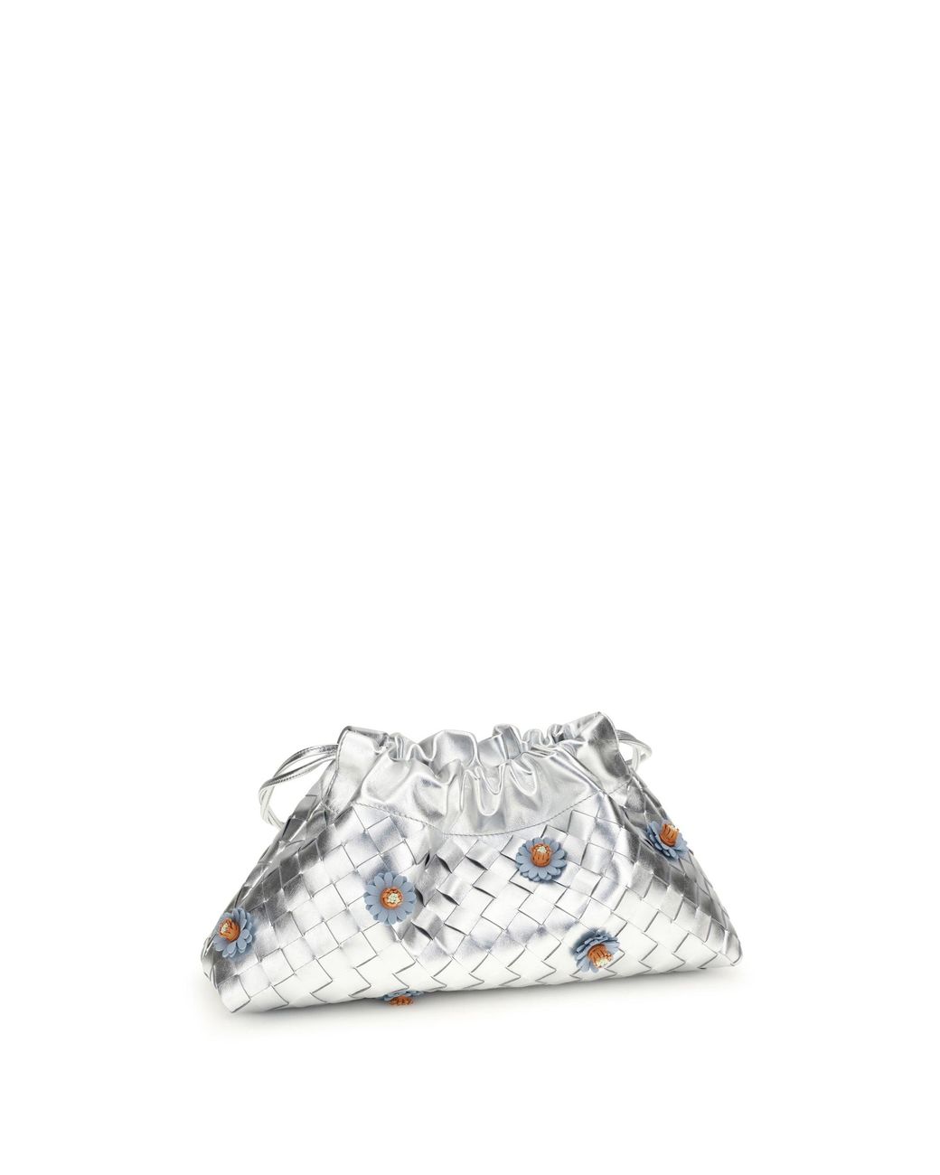 Bottega Veneta White Dustbag Clutch Bag With Floral Appliquãs