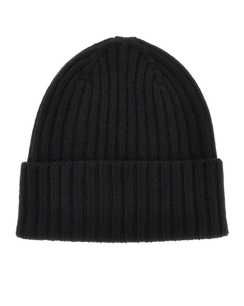 Weekend by Maxmara Black Virgin Wool Beanie Hat With Logo Patch
