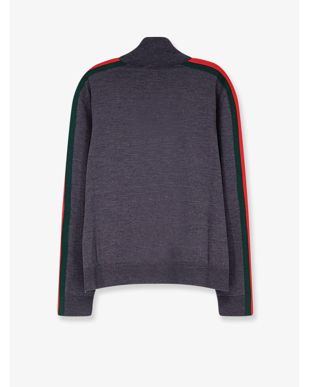 Gucci Blue Wool Cardigan With Web Stripe for men