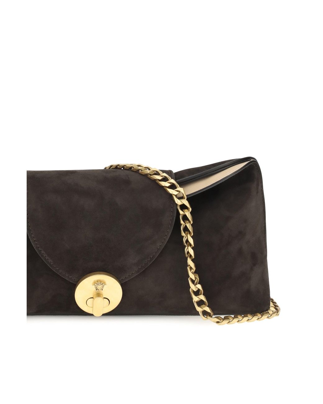 Versace White Vivian Suede Pouch Moka