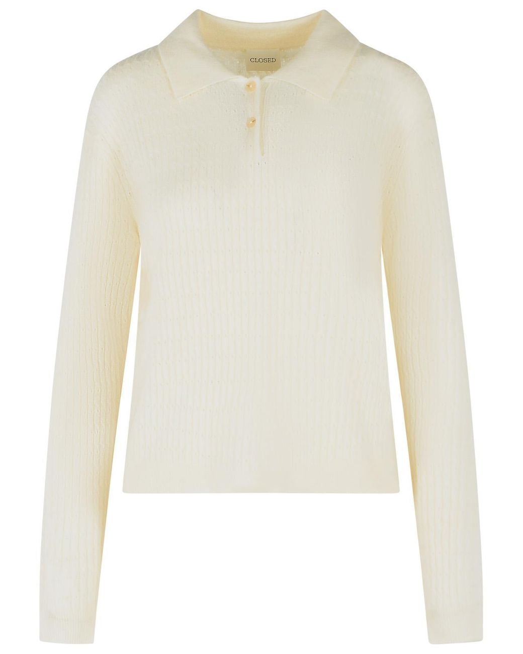 Closed White Ivory Wool Polo Shirt