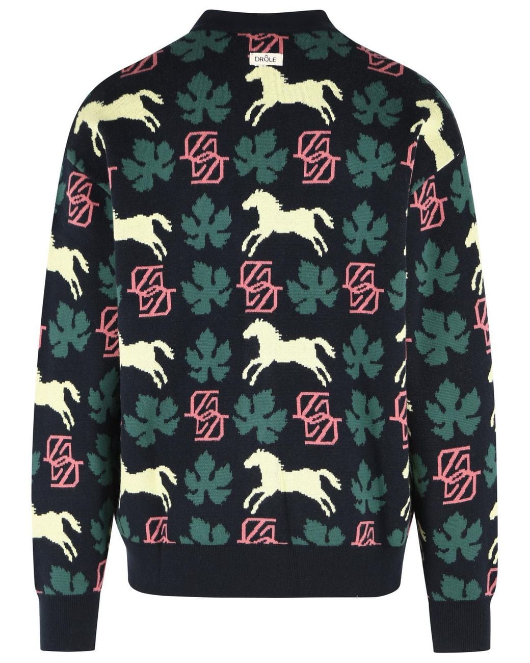 Drole de Monsieur Gray Horse Monogram Cardigan for men