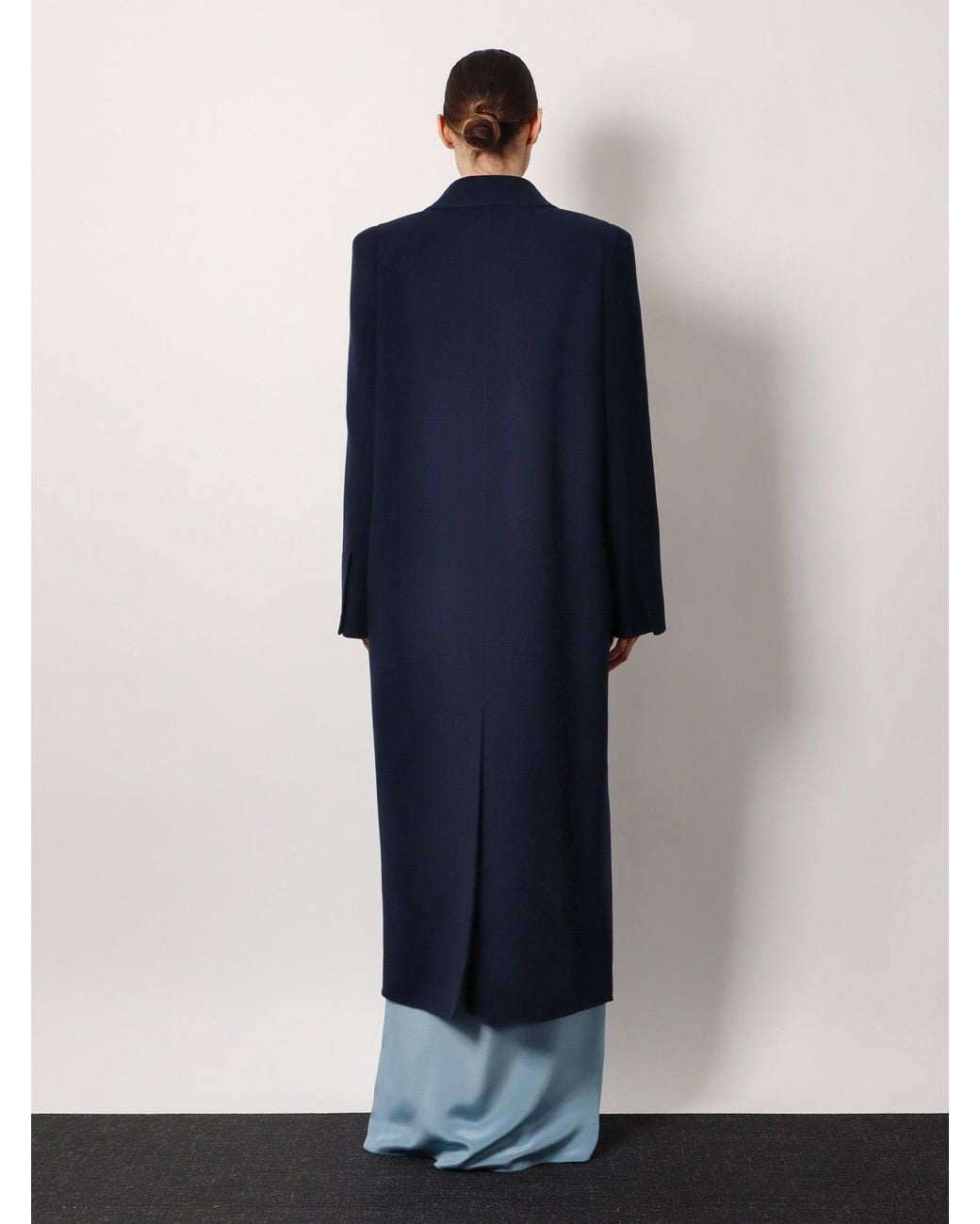 Max Mara Blue Albania 1234 Sfilata Virgin Wool And Cashmere Coat