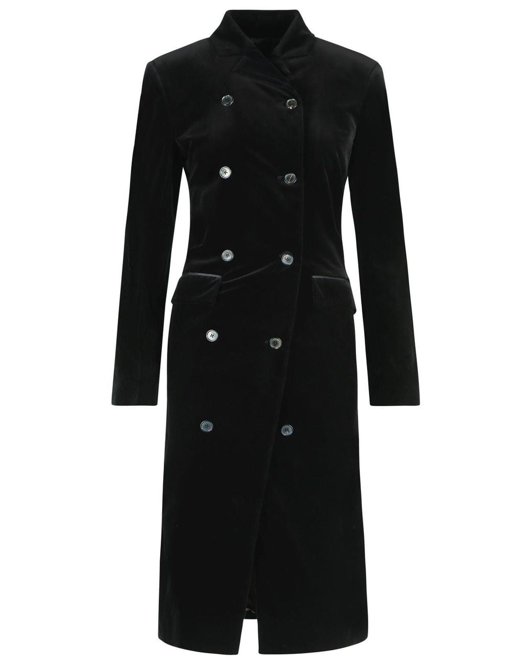 Khaite Black Rolon Coat Velvet