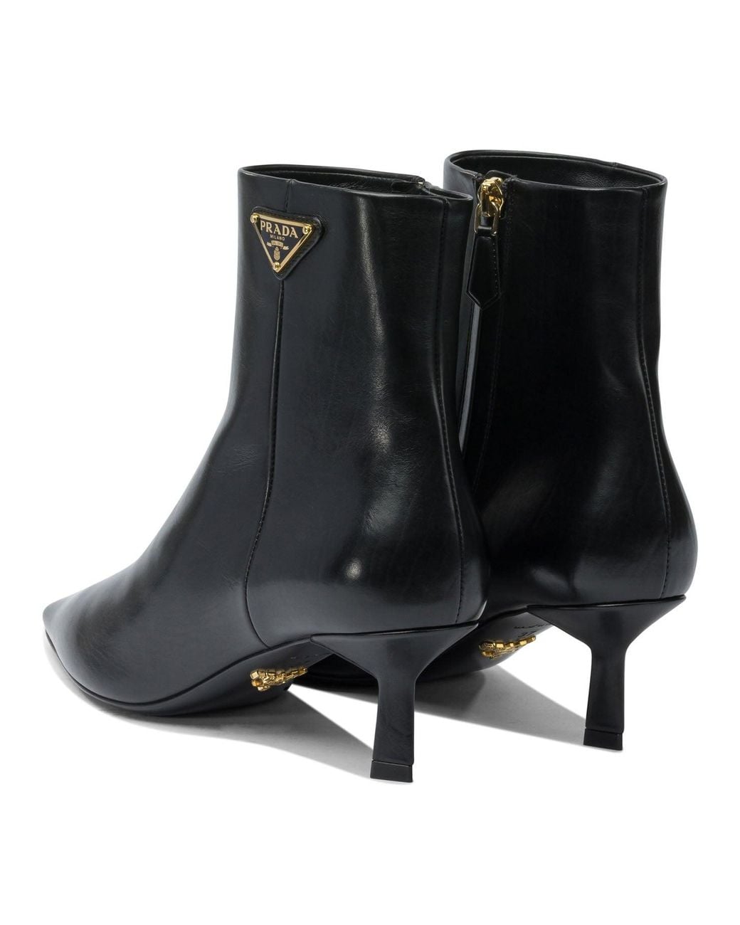 Prada Black Logo Leather Ankle Boots 30 Mm