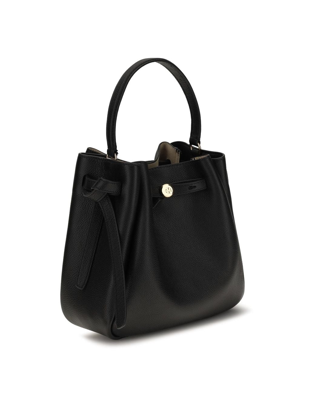 Tory Burch Black Romy Hammered Leather Bucket Bag