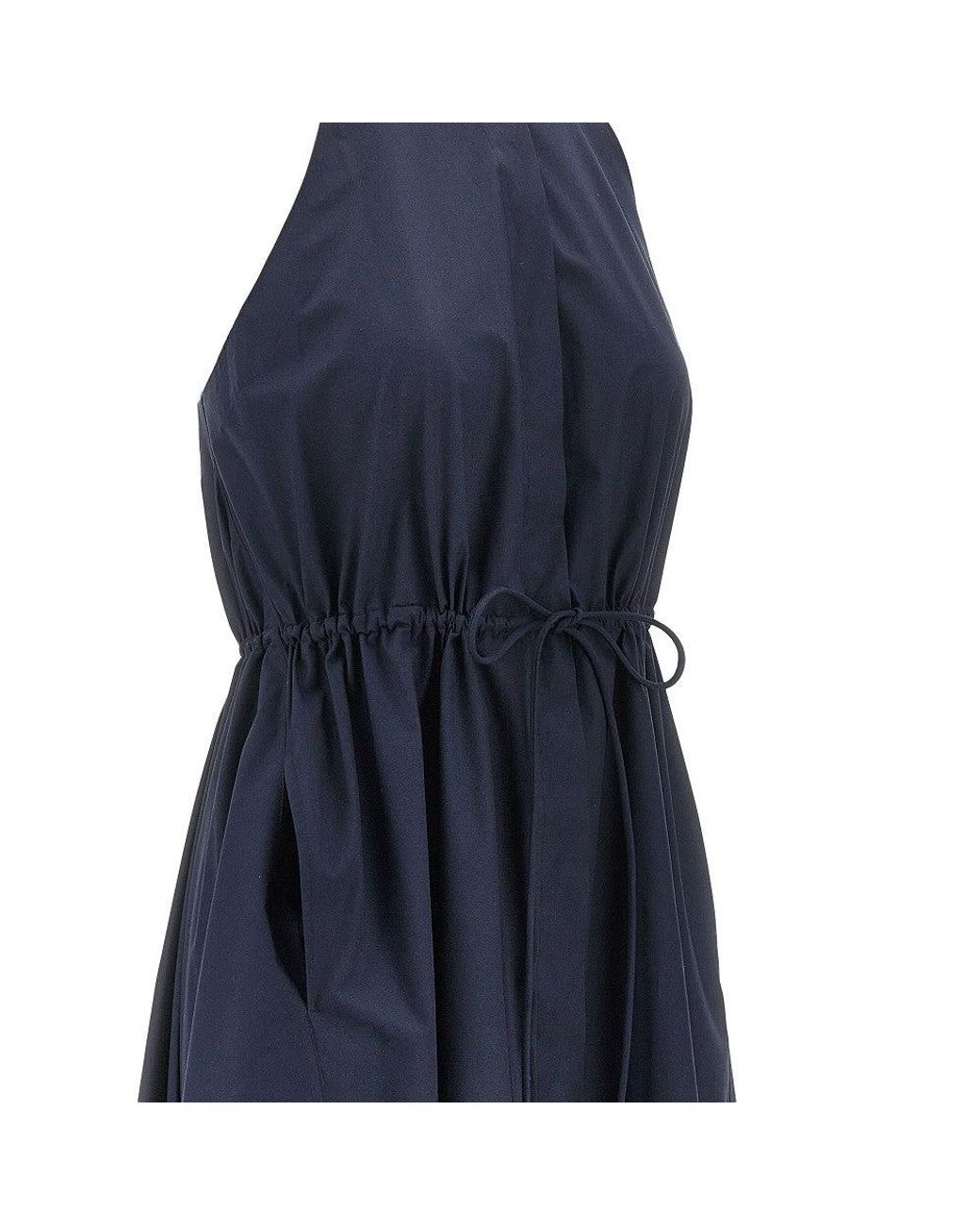 Emporio Armani Blue Cotton Poplin Long Dress