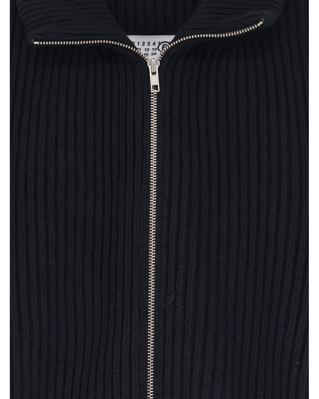MM6 by Maison Margiela Blue Ribbed Wool Blend Cardigan for men