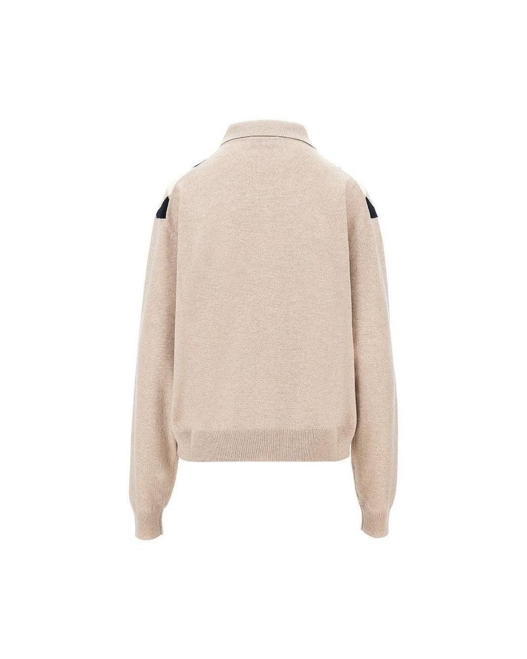 Miu Miu White Argyle Cashmere Polo Sweater