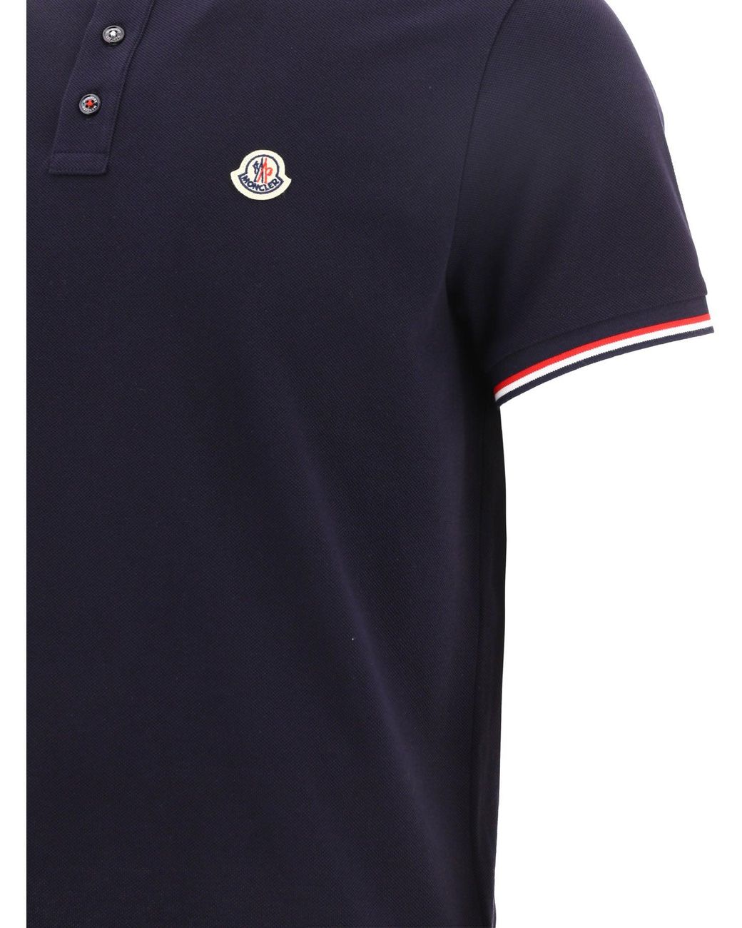 Moncler Blue Cotton Pique Polo Shirt for men