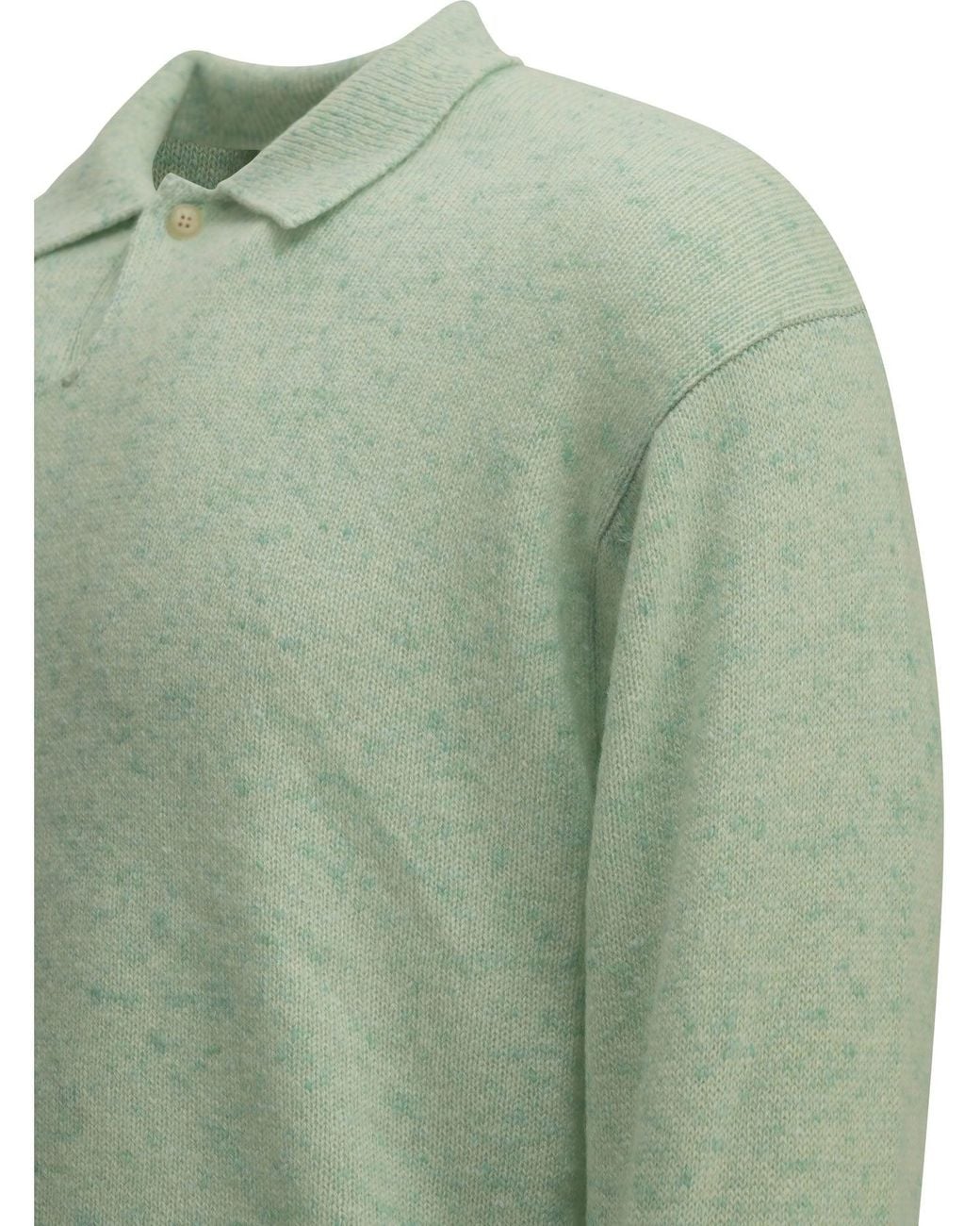 Auralee Green Cashmere Polo Sweater for men