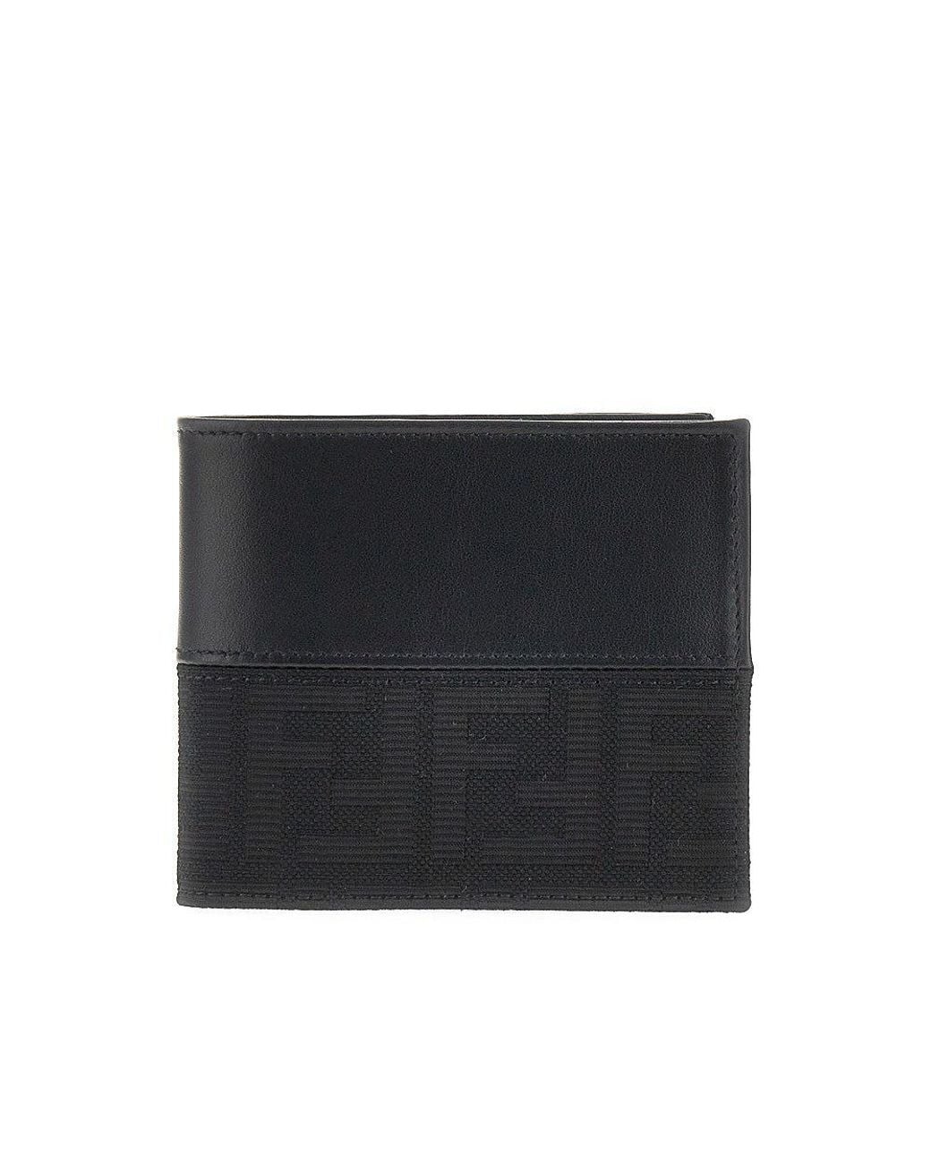 Fendi Black Ff Jacquard Bi-Fold Wallet for men