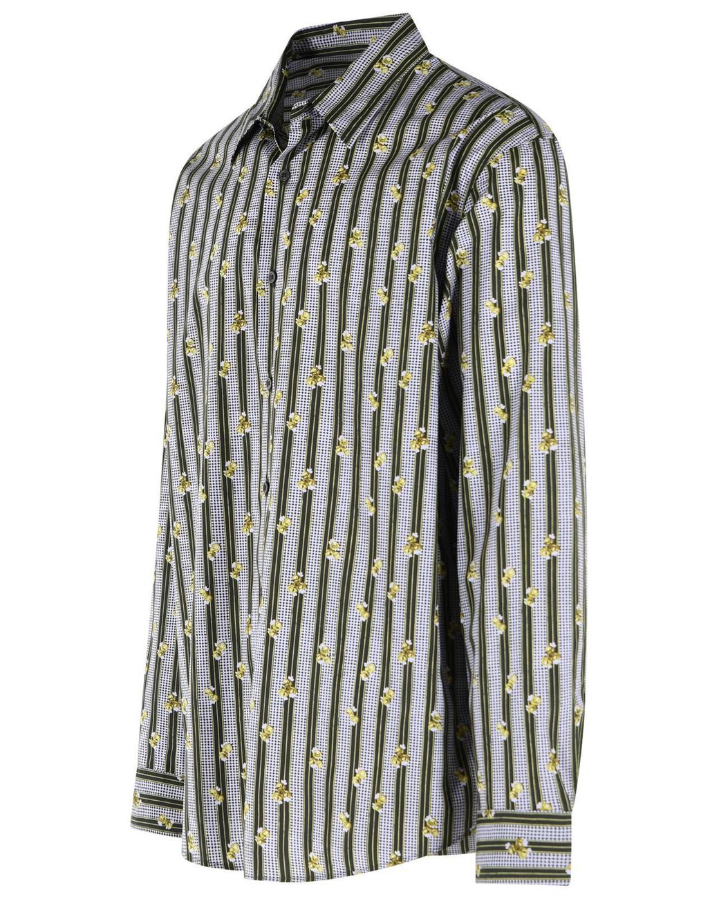 Dries Van Noten Black 'Caper' Lilac Cotton Shirt for men