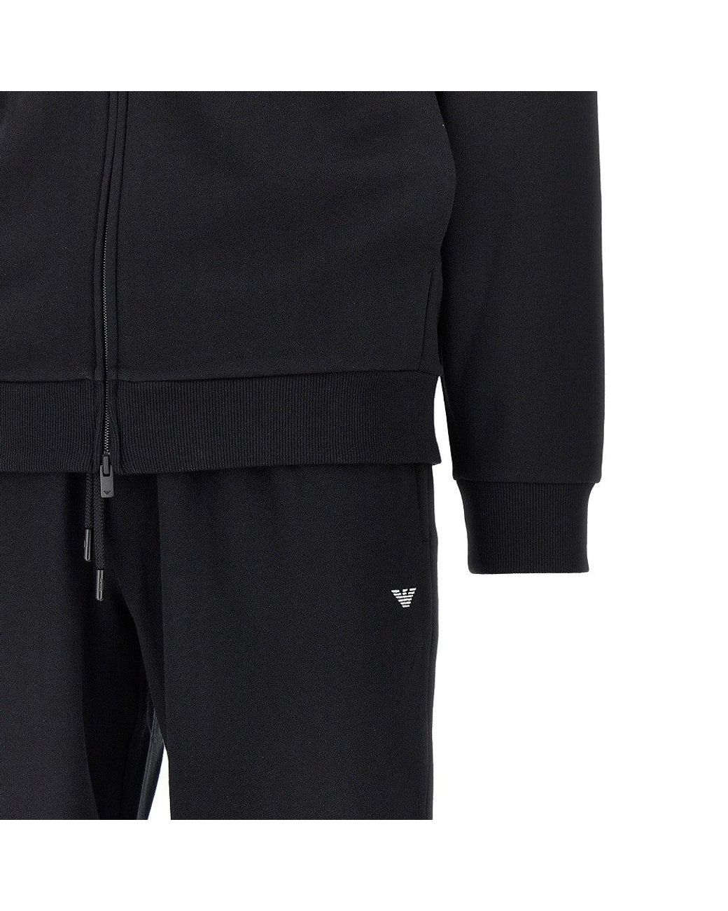 EA BODYWEAR Black Cotton Tracksuit With Embroidery for men