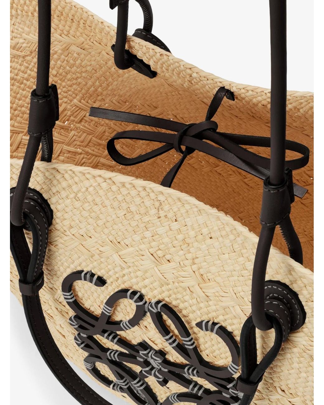 Loewe Natural Paula's Ibiza Anagram Leather And Iraca Palm Bag