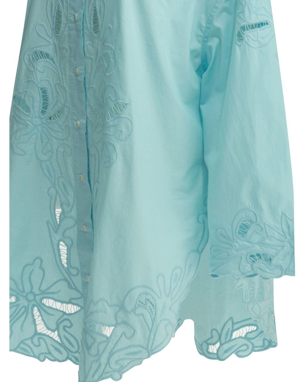 Juliet Dunn Blue Embroidered Casual Shirt