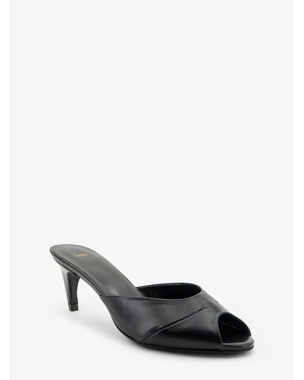 Jude Black Leather Cave Mule Sandals