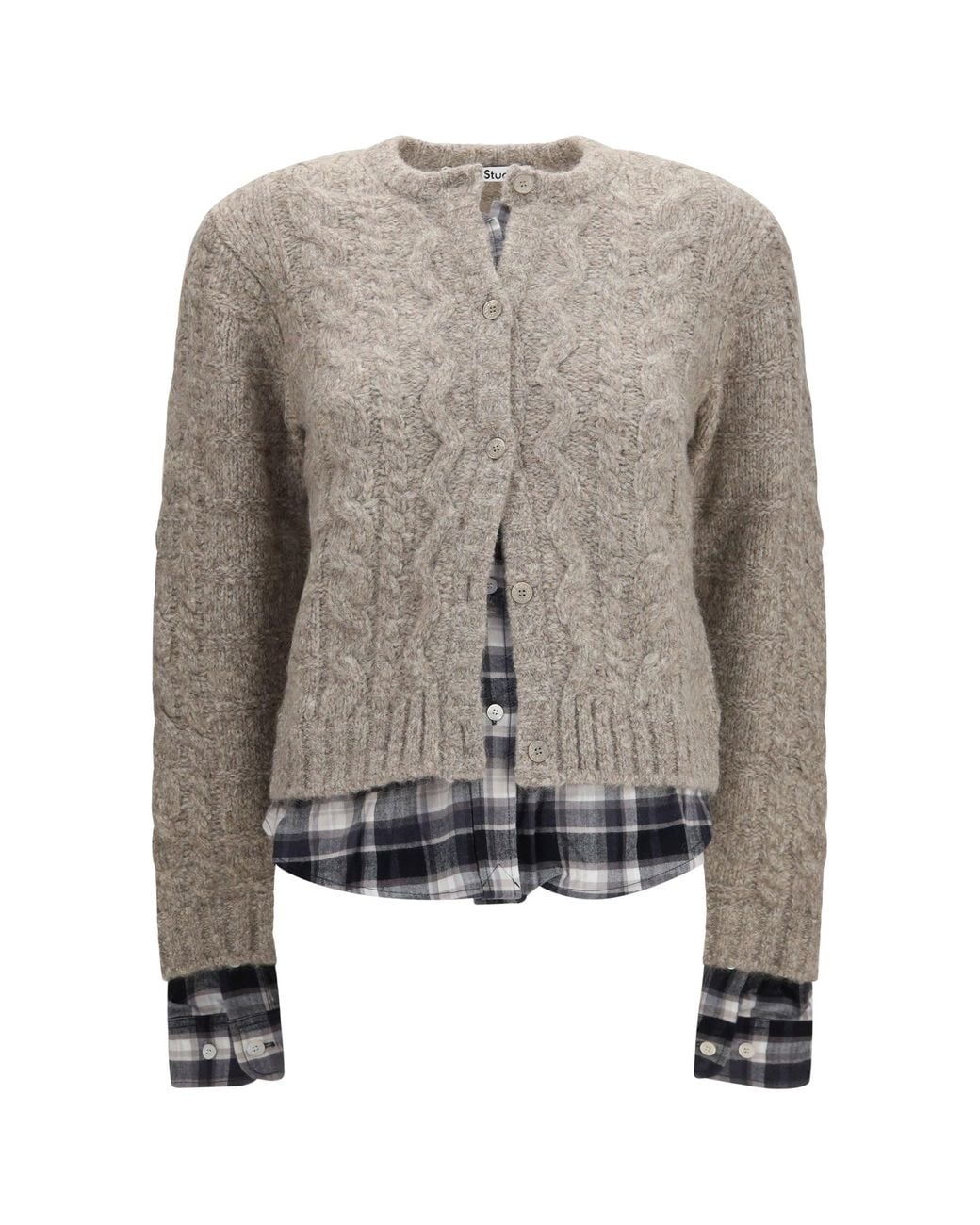 Acne Gray Cable-Knit Cardigan