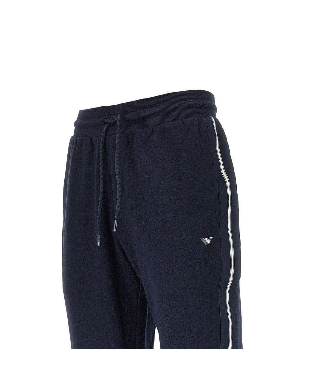 EA BODYWEAR Blue French Terry Loungewear Pants for men