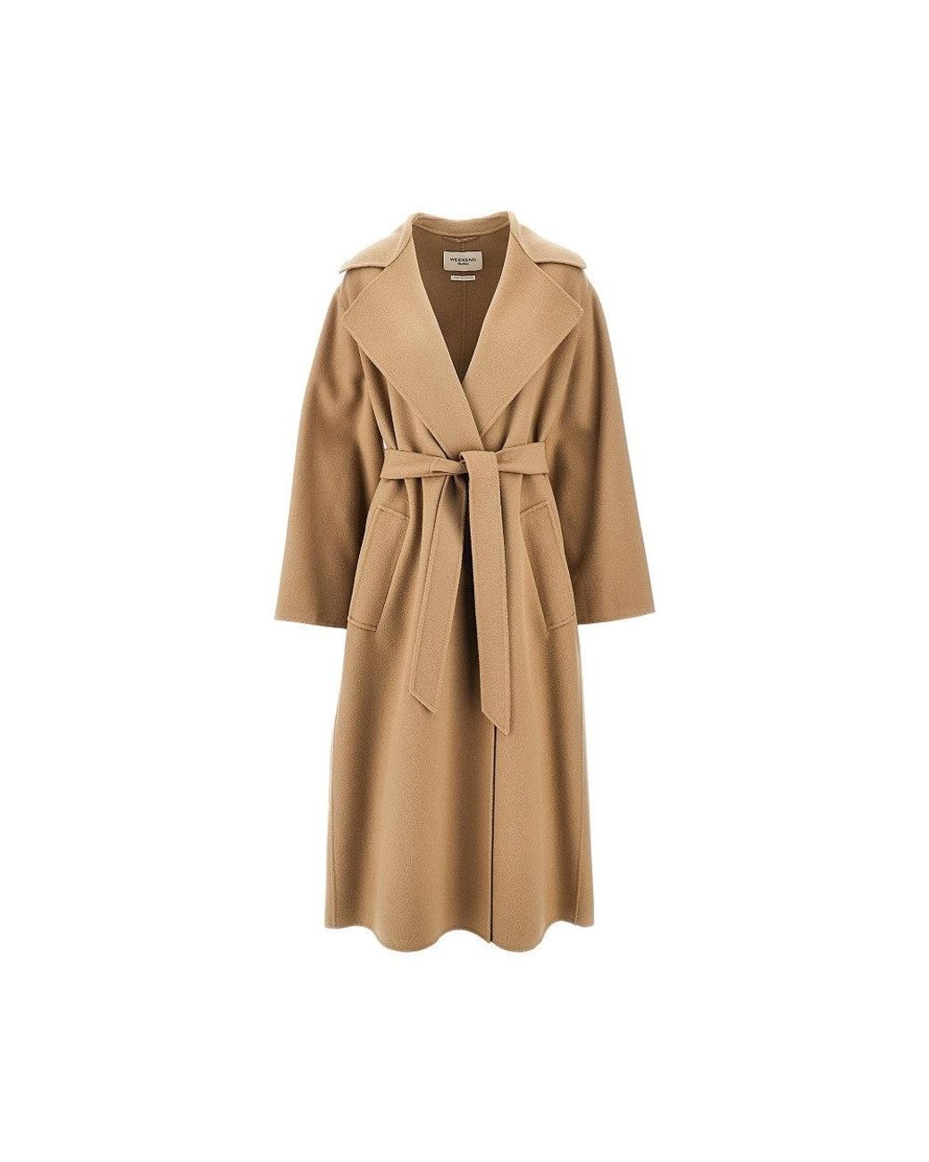 Weekend by Maxmara Blue Wool-Blend Robe Coat With Belt