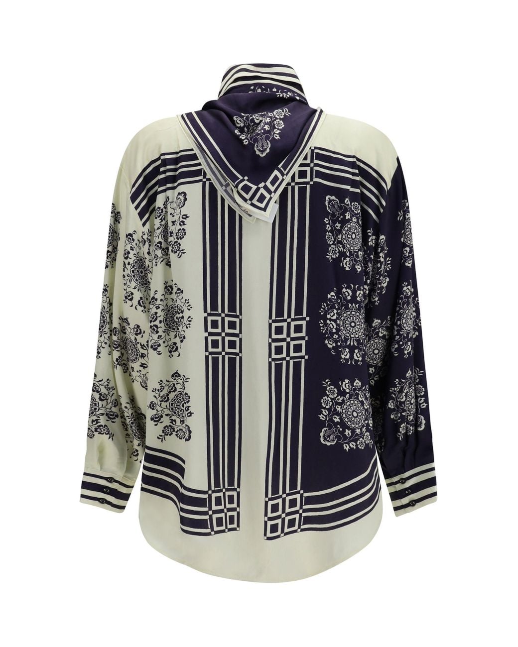 ALÉMAIS Blue Banderra Silk Shirt Ink