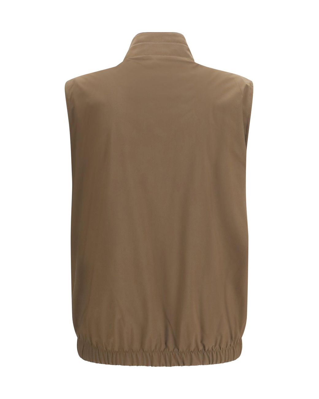 Loro Piana Brown Reversible Microfiber Wool Vest Sequoia for men