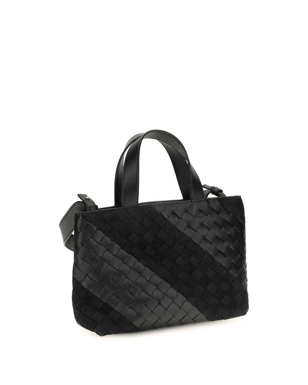Bottega Veneta Black Intrecciato Handbag With Suede Stripes for men