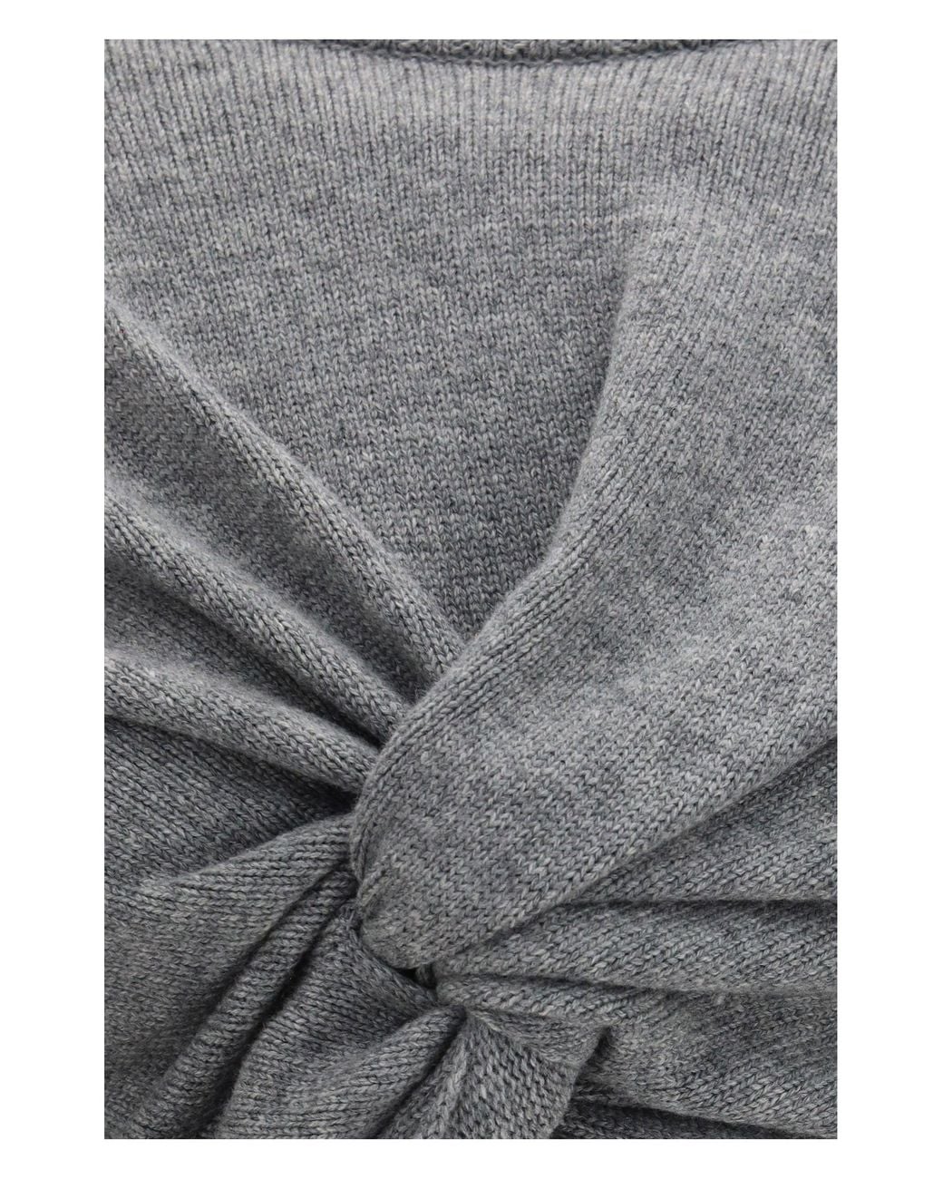 Balenciaga Gray Ruched Crewneck Sweater