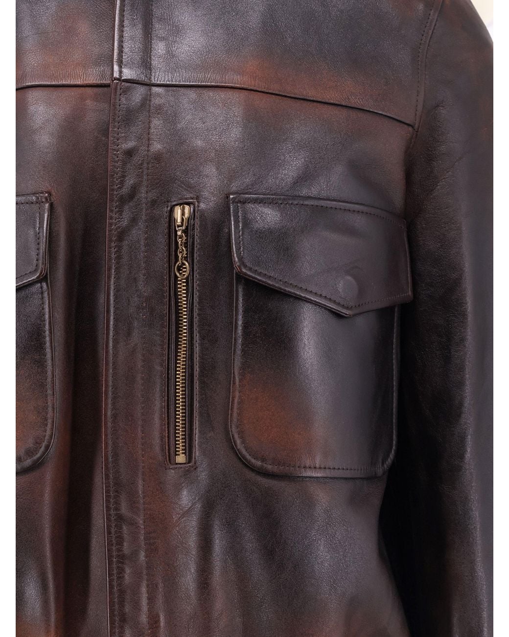 Golden Goose Deluxe Brand Brown Deluxe Leather Jacket for men