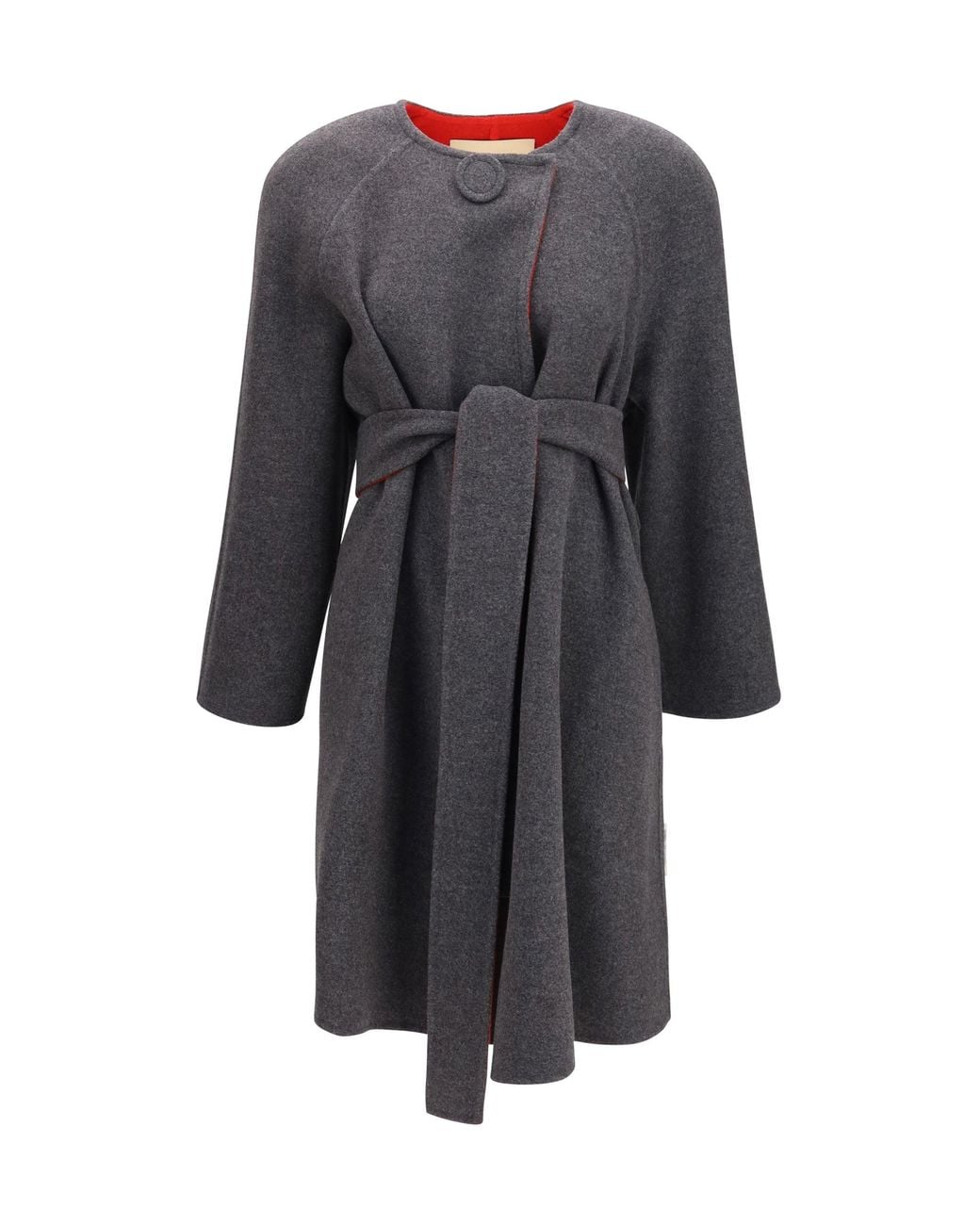 Valentino Gray Wool And Cashmere Belted Coat